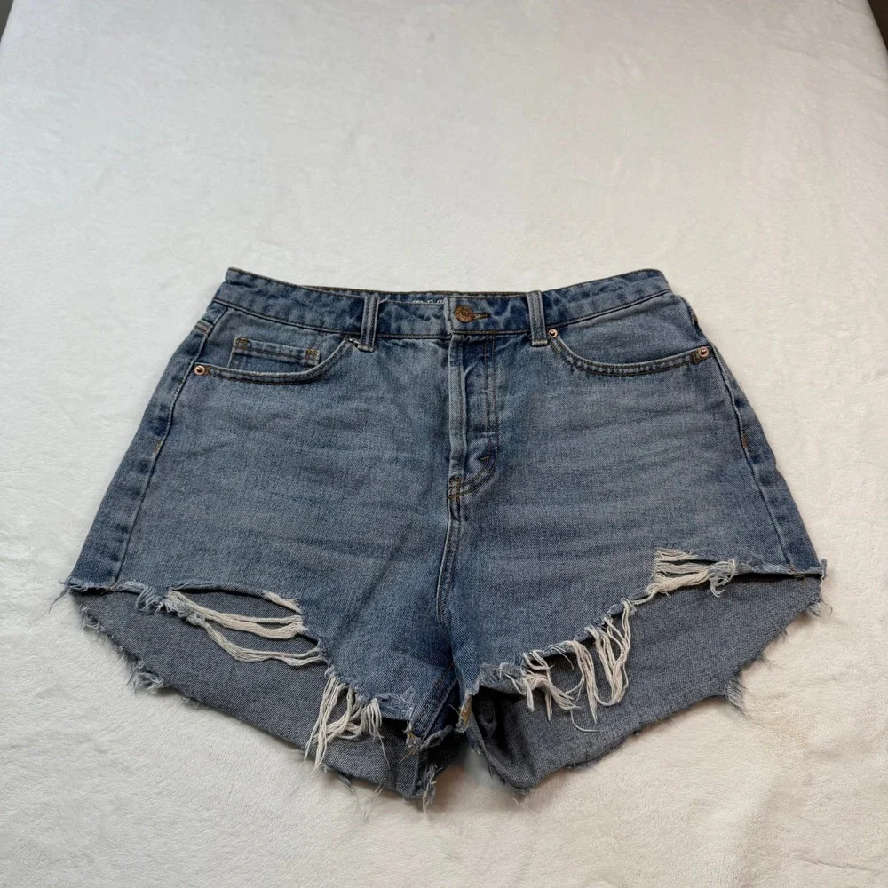 Wild Fable Distressed Denim Shorts Womens 6 Blue Good High Rise Frayed Hem